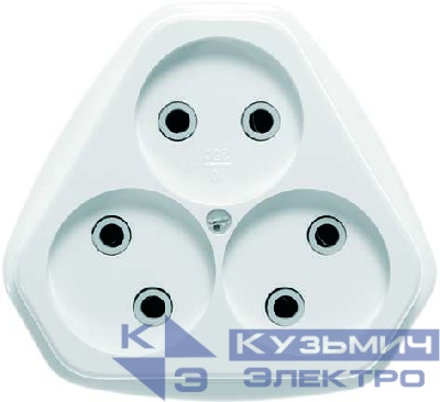 Розетка 3-м СП РС10-394 10А IP20 бел. Кунцево 5928