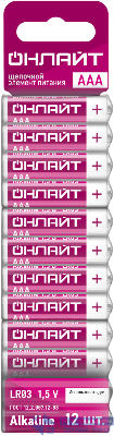 Элемент питания алкалиновый 90 624 OBT-ALK-LR03-BP12 (блист.12шт) ОНЛАЙТ 90624