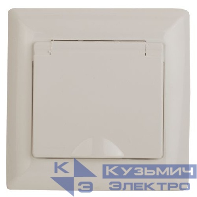 Розетка 1-м СП Solo 4-203-02 16А 250В IP20 2P+E Schuko с заземл. защ. крышка слон. кость Intro Б0053658