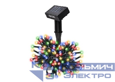 Светильник светодиодный садовый SLR-G01-100M гирлянда 100LED мультиколор с колышком на солнечн. батарее ФАZА 5033405