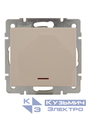 Выключатель 1-кл. СП Rain IP20 с подсветкой механизм крем. LEZARD 703-0388-111