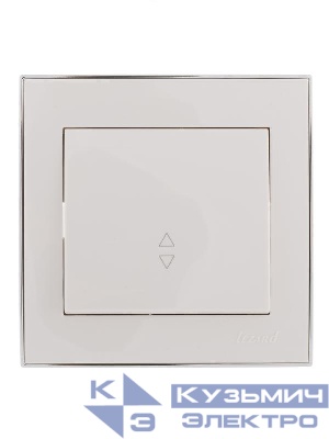 Переключатель проходной 1-кл. СП Rain 10А IP20 с хром. боковой вставкой бел. LEZARD 703-0225-105