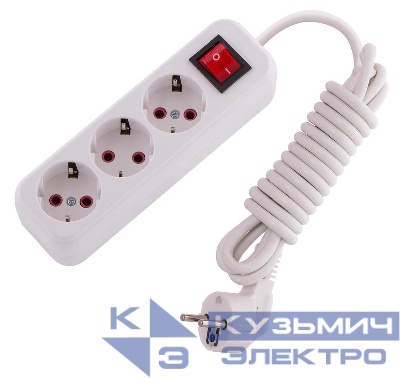 Удлинитель 3х3м с заземл. 16А IP20 Lila с выкл. LEZARD 720-0303-302