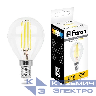 Лампа светодиодная LB-52 7Вт 2700К E14 230В FERON 25874