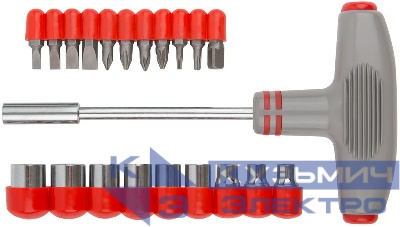 Отвертка Т-образная 11 CrV бит и 9 головок FIT 56235