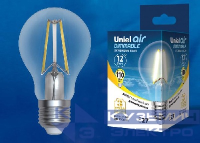 Лампа светодиодная LED-A60-12W/3000K/E27/CL/DIM GLA01TR Air диммир. картон Uniel UL-00005183