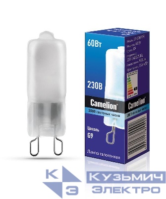 Лампа галогенная 60Вт капсульная матовая G9 3000К 240В Camelion 5557