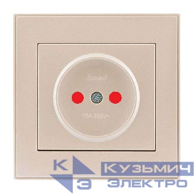 Розетка 1-м СП Rain 16А IP20 защ. шторки керамика жемчуж./бел. метал. LEZARD 703-3030-124