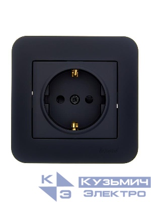 Розетка 1-м СП ASTI 16А IP20 с заземл. защ. шторки термопласт в сборе черн. бархат. LEZARD 7081-4242-124B