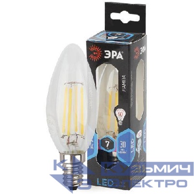 Лампа светодиодная филаментная F-LED B35-7w-840-E14 Эра Б0027943