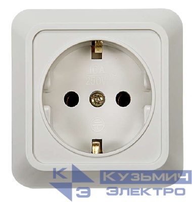 Розетка 1-м BOLLETO с заземл. накл. 7028 бел. ASD / IN HOME 4680005959792