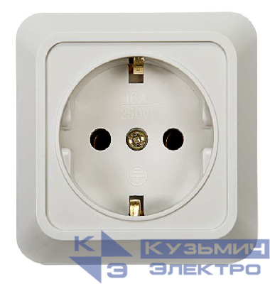 Розетка 1-м BOLLETO с заземл. накл. 7028 бел. ASD / IN HOME 4680005959792