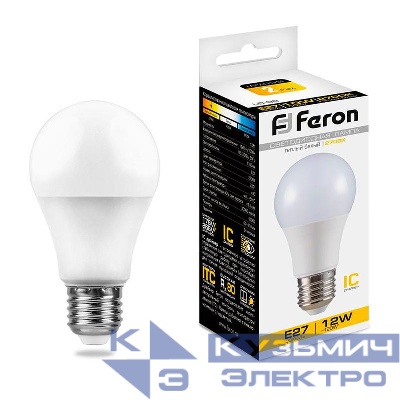 Лампа светодиодная LB-93 12Вт A60 грушевидная 2700К E27 230В FERON 25489