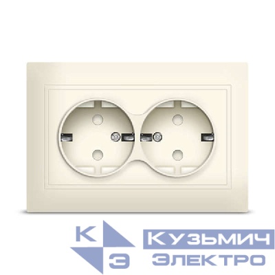 Розетка 2-м Севиль с заземл. защ. шторки сл. кость Universal Б-С0050