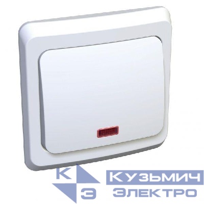 Переключатель проходной 1-кл. СП Этюд 10А IP20 с подсветкой бел. SE BC10-007B