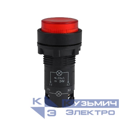 Кнопка с подсветкой OptiSignal Compact D22 С7-PL-B401 красн. 1НЗ 24В AC/DC XB7NW34B2 КЭАЗ 362086