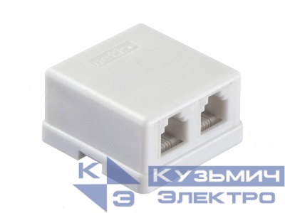 Розетка телефонная внешняя / 2 порта RJ11(6p2c) / 2 контактная, мини, белая, Netko