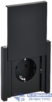 Розетка СП FORTE&PIANO16А IP44 FP119 с заземл. защ. шторки с крышкой безвинт. крепл. черн. IEK FP-R16-16-1-44-K02