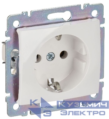 Розетка 1-м СП Valena 16А IP21 230/250В 2P+E с заземл. защ. шторки на винтах механизм бел. IEK 774421