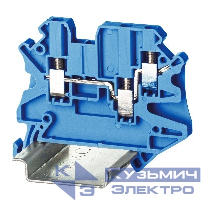 Клемма проходная винтовой зажим 3 точки подключения 2.5кв.мм син. DKC TUR-2.5-TWIN-BU