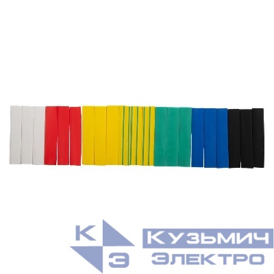 Трубка термоусадочная PTT 12/6-10-21 SET7 (ТУТнг 12/6) набор 7 цветов по 3шт 10см (уп.21шт) JazzWay 5075887