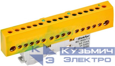 Шина PE "земля" изол на универс. держ. 8х12-16-ЖЗ TEKFOR IEK TF-NN20-16-KL-K52