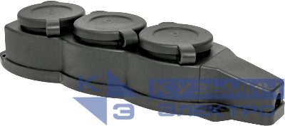Колодка 3-м 16А IP44 2P+PE 230В с защ. крышками каучук EKF RPS-015-16-230-44