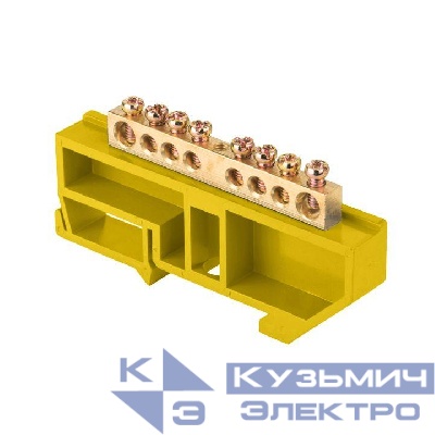 Шина нулевая N 6х9 8 отвер. латунь желт. изолятор на DIN-рейку PROxima EKF sn0-63-08-dz