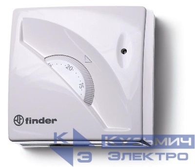 Термостат комнатный 1СО 16А монтаж на стену поворотная ручка бел. FINDER 1T010