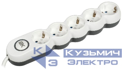 Удлинитель 5х3м с заземл. 16А IP20 Uno У05В 2P+PE 250В 3х1.5 IEK WYP53-16-05-03-ZK