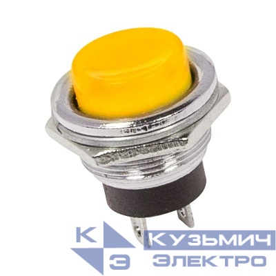 Выключатель-кнопка металл 250В 2А (2с) OFF-(ON) d16.2 желт. (RWD-306) Rexant 36-3354