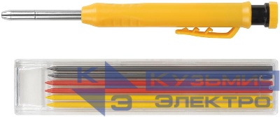 Карандаш строительный автоматический 6 сменных грифелей FIT 04321