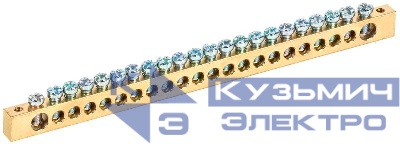 Шина PEN "земля-ноль" 8х12мм 22/2 (22группы/крепеж по краям) IEK YNN21-22-100