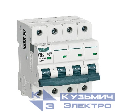 Выключатель автоматический модульный 4п C 6А 10кА ВА-105 DEKraft 13187DEK