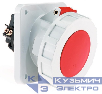 Розетка встраиваемая 63А 5п 3P+N+PE 400В IP67 фланец 114х114 Bals 129