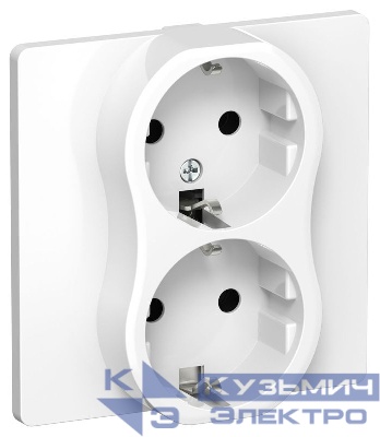 Розетка 2-м СП FLITE РС12-0-К-ФлБ 16А с заземл. без защ. шторок в сборе механизм бел. IEK FI-R21C-16-K01