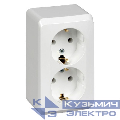 Розетка 2-м ОП Этюд 16А IP20 250В с заземл. без защ. шторок бел. SE PA16-007B