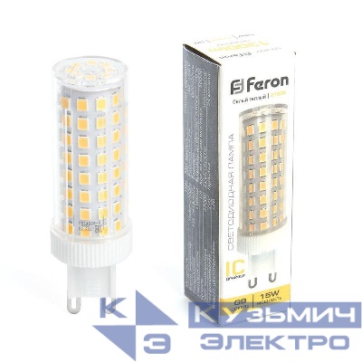 Лампа светодиодная LB-437 15Вт JCD 2700К G9 230В FERON 38212