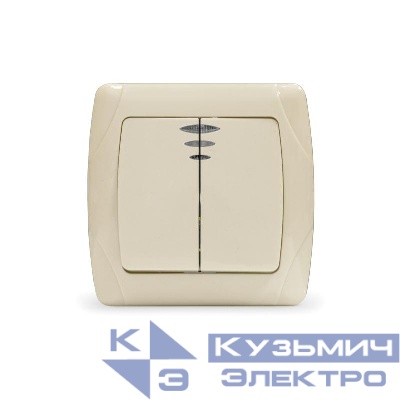Выключатель 2-кл. СП Маргарита 10А IP20 с подсветкой сл.кость (ivory) UNIVersal М0123-I