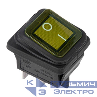Выключатель клавишный 250В 15А (4с) ON-OFF желт. с подсветкой ВЛАГОЗАЩИТА (RWB-507) Rexant 36-2363