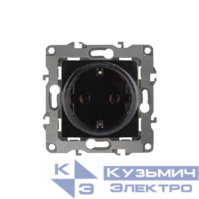 Розетка 1-м СП Эра12 12-2001-06 16А IP20 16AX 250В 2P+E Schuko без монтаж. лапок механизм черн. Эра Б0014686