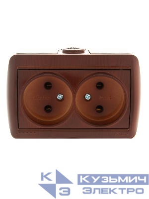 Розетка 2-м ОП Nata 16А IP20 без заземл. керамика вишня LEZARD 710-0600-128