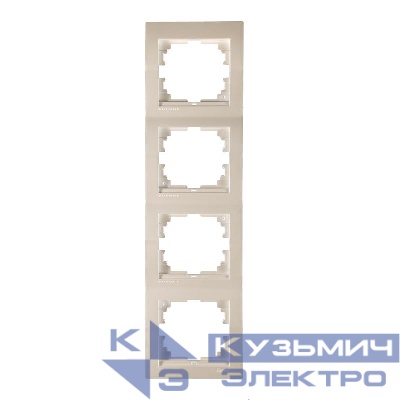 Рамка 4-м Deriy вертикал. жемчуж./бел. метал. LEZARD 702-3000-154