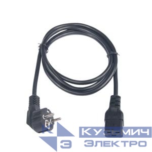 Кабель питания CEE 7/7 евровилка с заземл./ разъем C19 IEC 60320 3х1.5кв.мм 250В 16А 1.8м черн. NIKOMAX TLK-PCC16-018