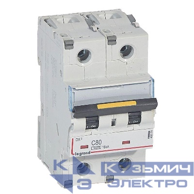 Выключатель автоматический модульный 2п C 80А 16кА DX3 10000 3мод. 230/400В Leg 409228