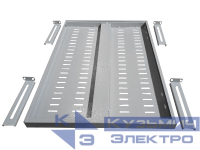 Полка усиленная для шкафа глубиной 800 (455х600), с ушками, серая, 180 кг