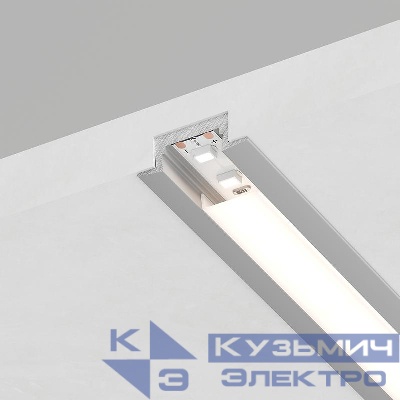 Профиль встраиваемый CAB251 22х6 L2000 в комплекте 2 заглушки алюм. серебр. FERON 10265