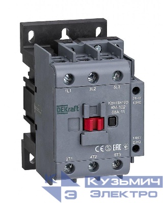 Контактор КМ-102 3п 65А кат. 400В AC 1НО+1НЗ AC-3 AC-4 DEKraft 22024DEK