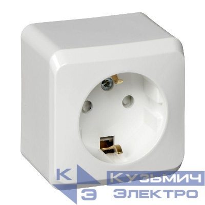 Розетка 1-м ОП Этюд 16А IP20 250В с заземл. защ. шторки бел. SE PA16-004B
