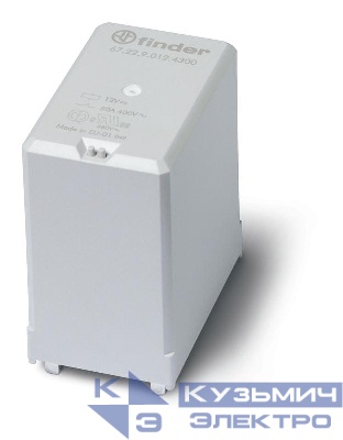 Реле силовое электромеханич. монтаж на печатную плату 2NO 50А AgSnO2 (зазор >/=3мм) 12В DC RTII FINDER 672290124300